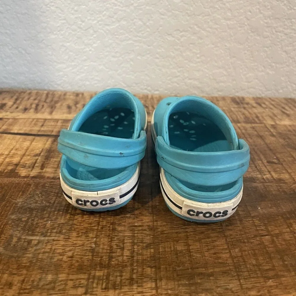 Crocs Classic Teal Blue Slip On Clogs Girls Toddler Size C4/5 4 5 Comfort Water